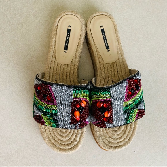 ZARA ESPADRILLE WATERMELON SLIDES SIZE 10 - Picture 2 of 6